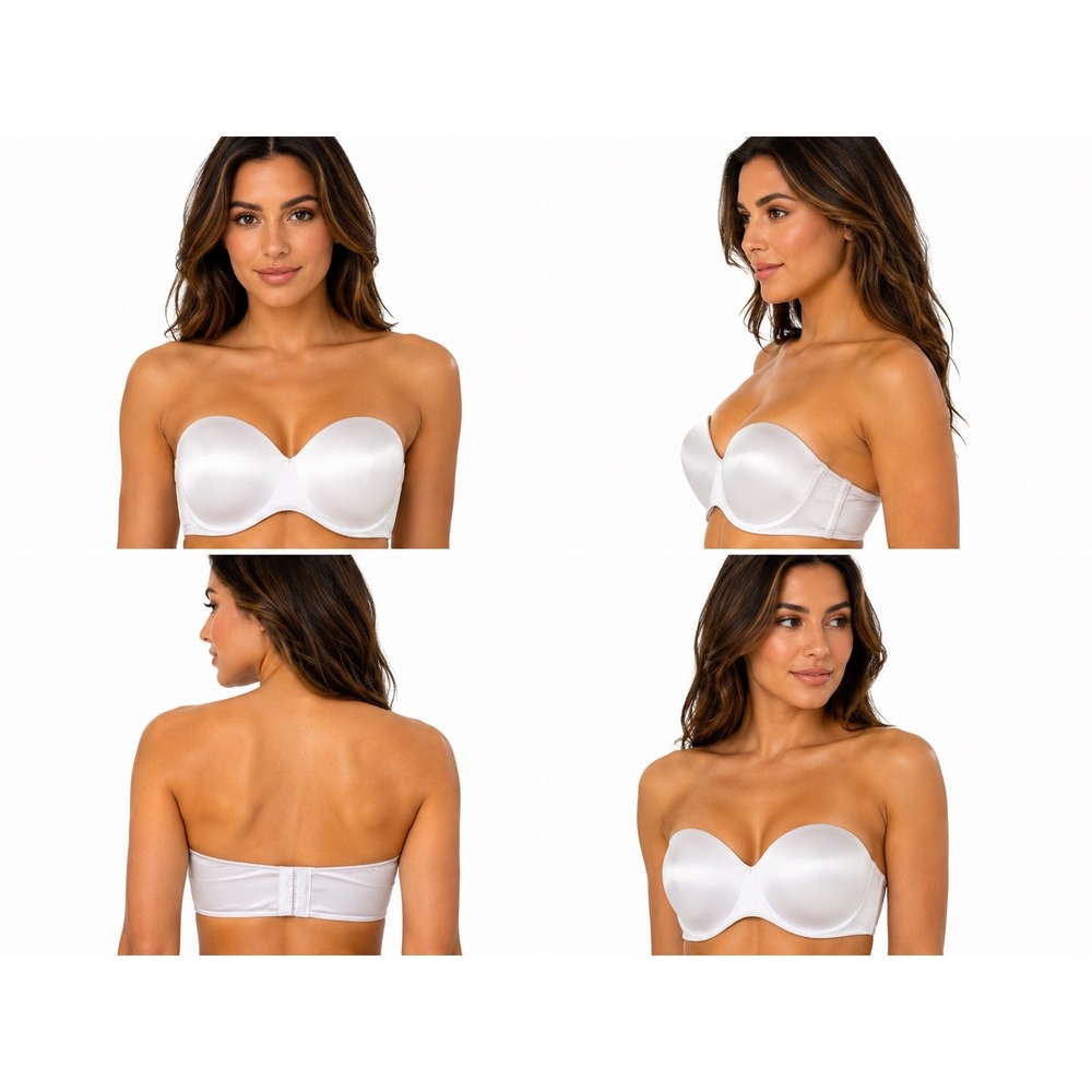 Lilyette Strapless Bra 38C White Underwire Convertible Lightly Lined Smooth